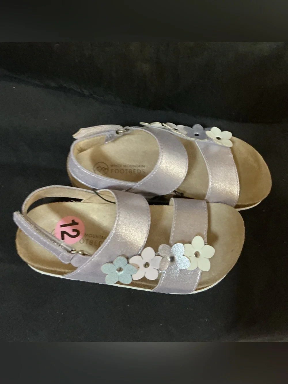 Sandals White Mountain Girls Lavender Metallic Flower Strap Sandals sz 12 flower